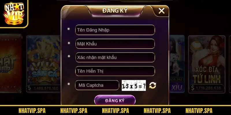 Điền đầy đủ thông tin đăng ký vào cổng game