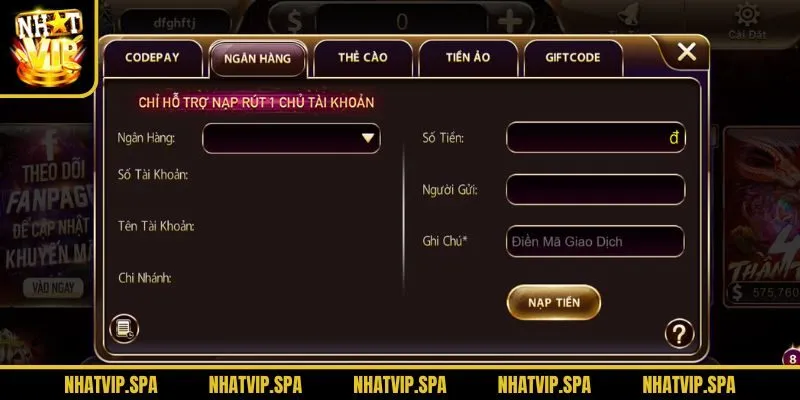 Nạp tiền Nhatvip